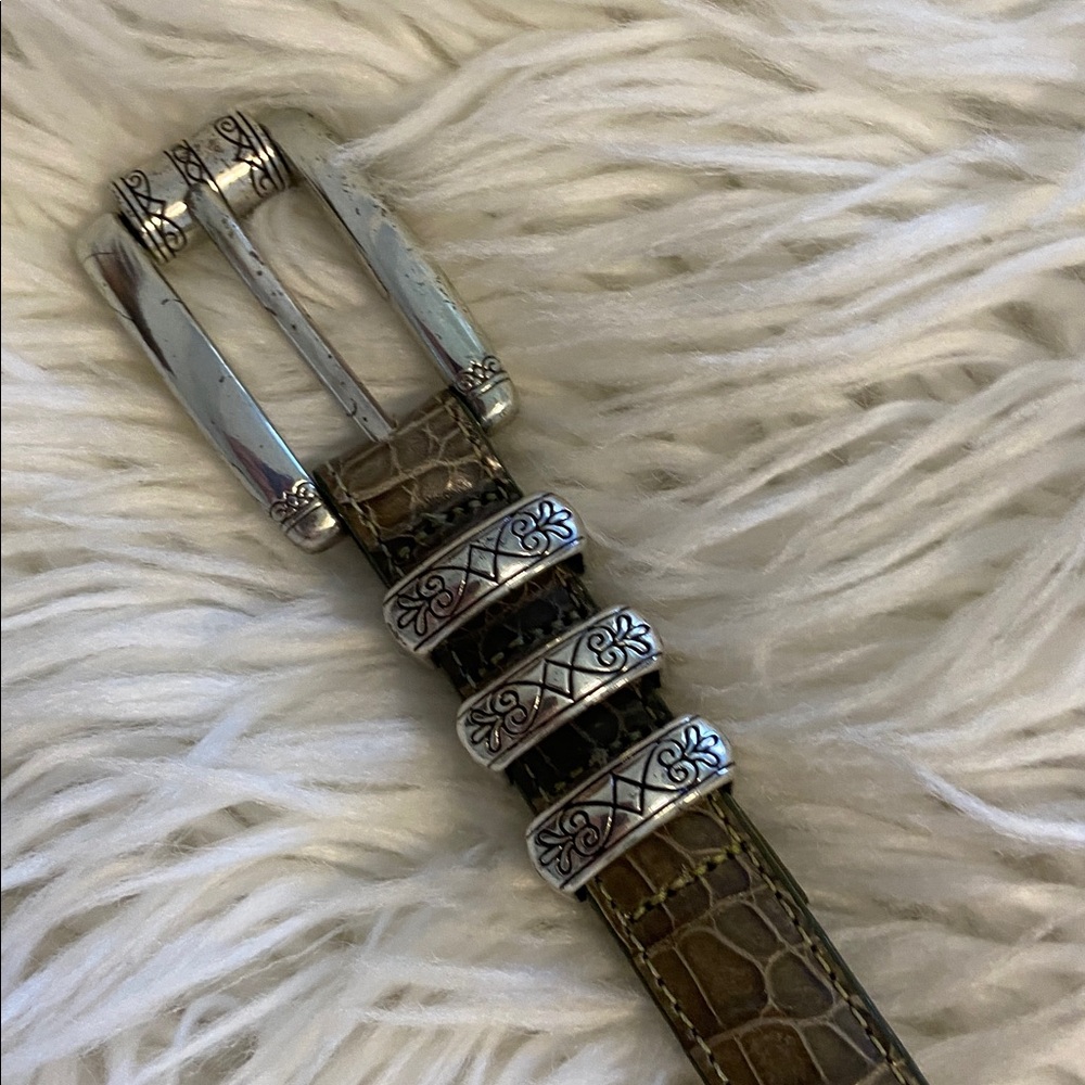 Brighton Crocodile Pattern Belt with Silver Accents size 28 excellent condition - Picture 8 of 8